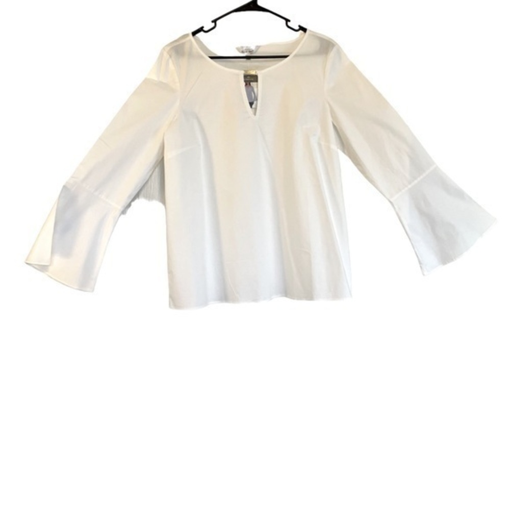 Ellen Tracy Bell Sleeve Women’s Work Top E White | Size Large